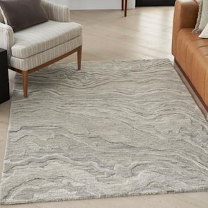 Graceful Grey 4 ft. x 6 ft. Abstract Contemporary Area Rug
