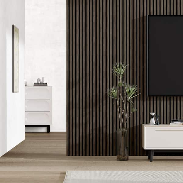 Walnut 2-Piece Acoustic Soundproof Slat Wall Panels 3D Decorative Wall Paneling