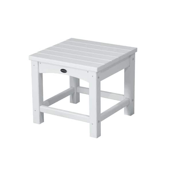 POLYWOOD Club 18 in. White Patio Side Table