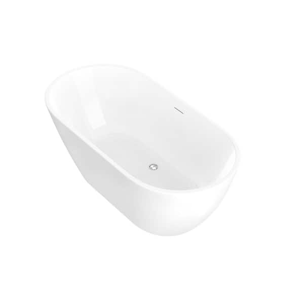 ANZZI Mone 59 in. L x 29 in. W Acrylic Glossy Flat bottom Soaking