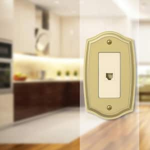 Vineyard 1 Gang Phone Steel Wall Plate - Polished Brass