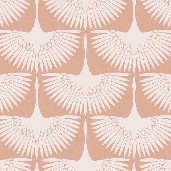 Tempaper Genevieve Gorder Feather Flock Sahara Blush Peel and Stick Wallpaper Sample