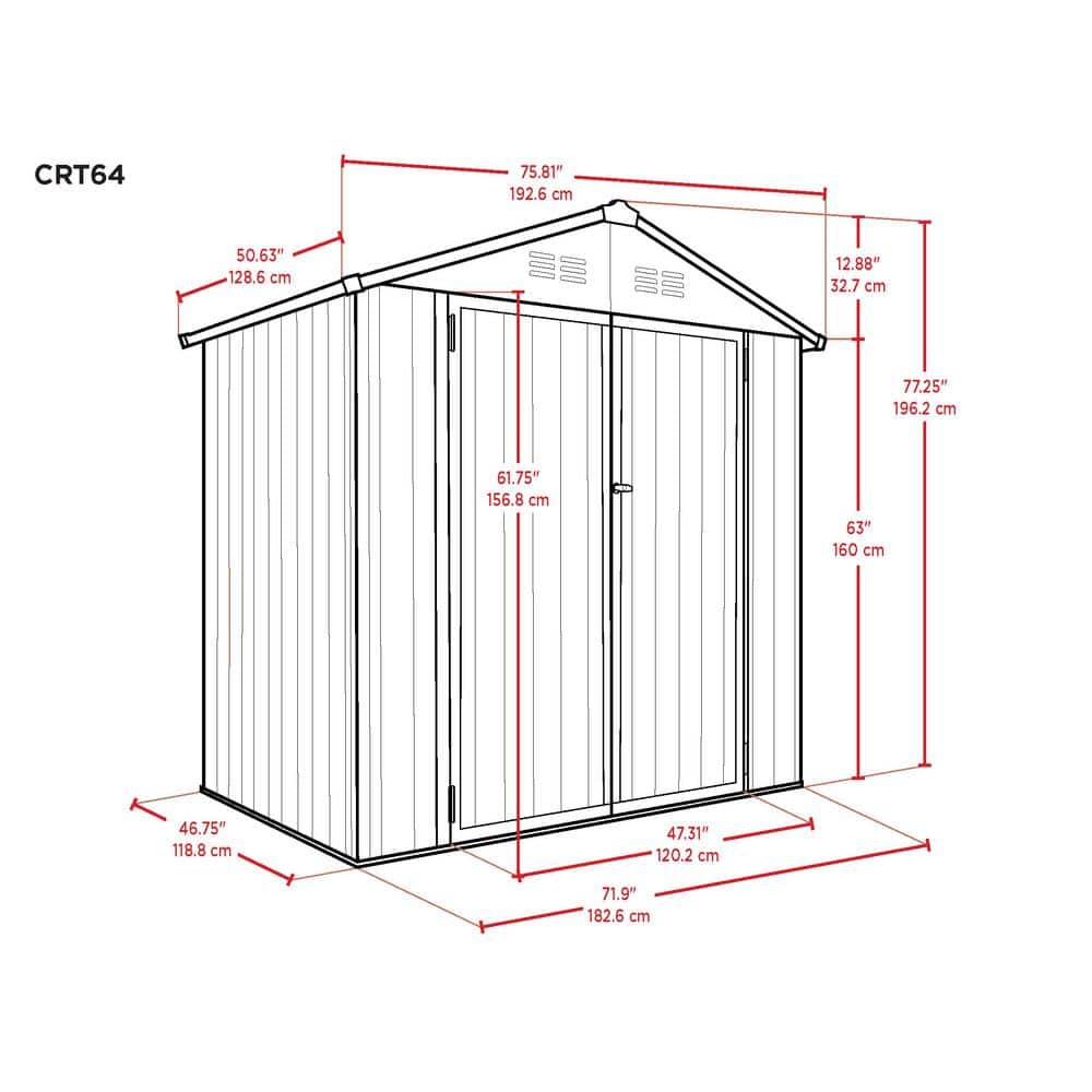 6 ft. x 4 ft. Tan and Brown Metal Storage Shed