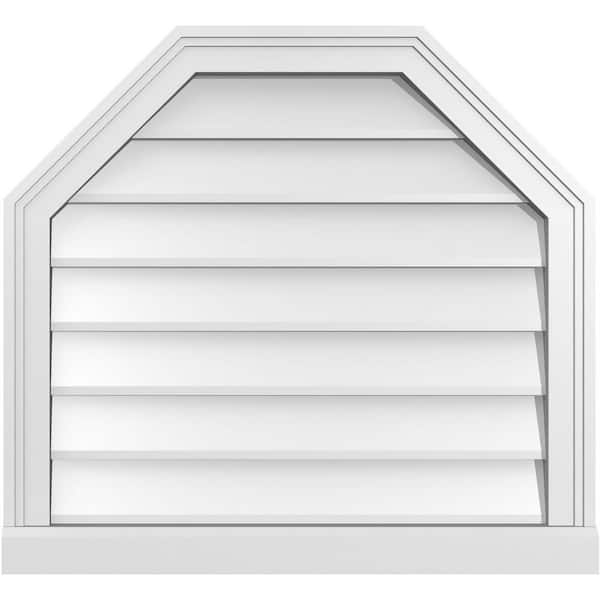 Ekena Millwork 26" x 24" Octagonal Top Surface Mount PVC Gable Vent: Non-Functional with Brickmould Sill Frame