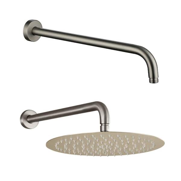 Mondawe 15.75 in. Stainless Steel Wall Mounted Round Shower Arm with Flange in Nickel