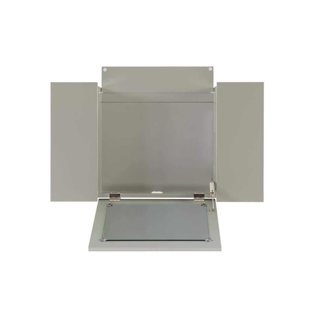 Harper Glam Silver Vanity Set with Flip-up Mirror and Gray Velvet Stool