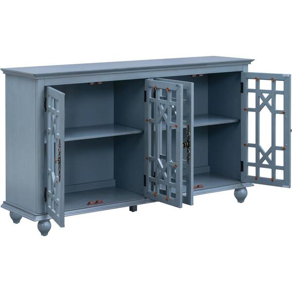 62 TV Stand, Storage Buffet Cabinet, Sideboard - Teal Blue