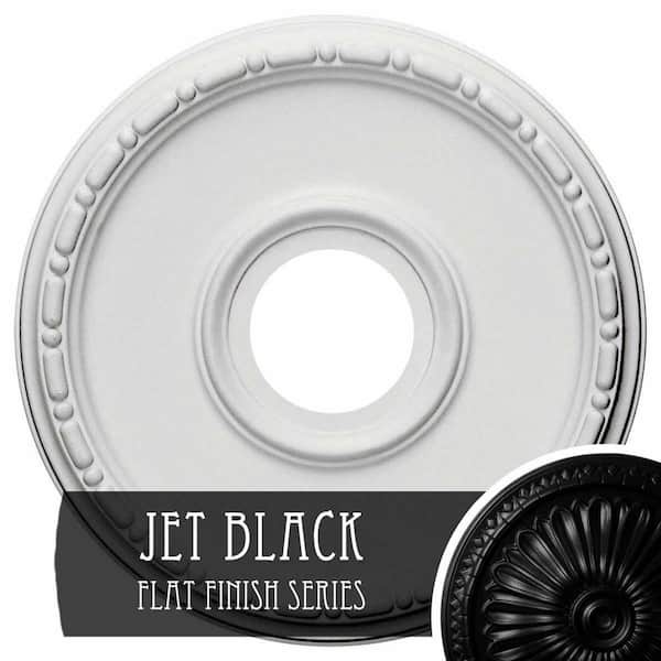 Ekena Millwork 1-1/2" x 16-1/2" x 16-1/2" Polyurethane Medea Ceiling Medallion, Hand-Painted Jet Black
