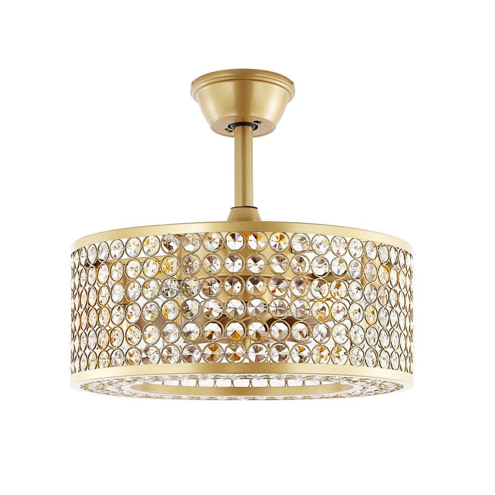 18 in. Indoor Gold Caged Crystal Ceiling Fan with Light Kit and Remote Control price history on PriceWatchPro