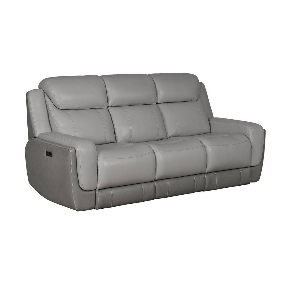 Rosalyn 87" Gray Faux Leather Reclining Sofa with Cup Holders