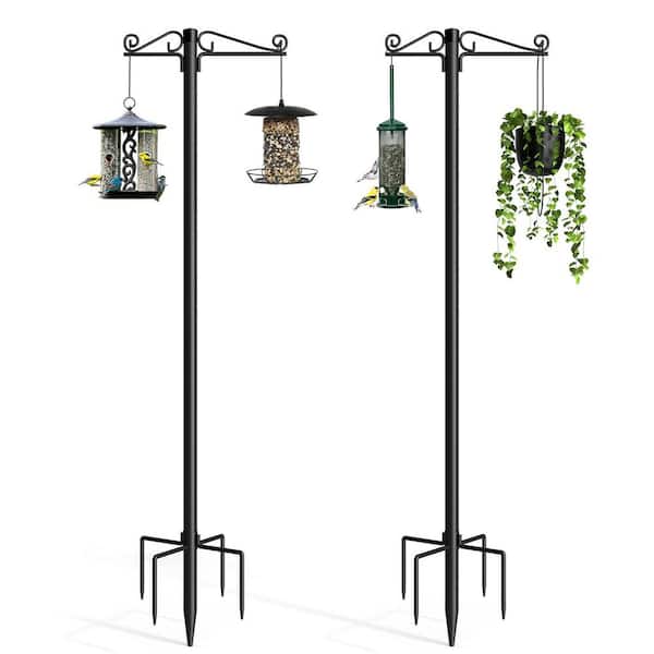 Unbranded 76 in. Alloy Steel Adjustable Double Shepard's Hooks for Outdoor, Hanging Hummingbird Feeder (2-Pack)