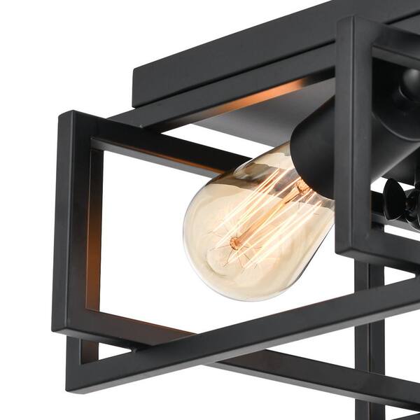 OUKANING 11.5 in. 2-Light Industrial Vintage Rectangle Black
