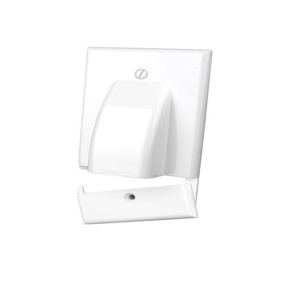 Vanco 1-Gang 3/4 in. x 1-1/2 in. Hole Hinged Wall Plate for Cable - White