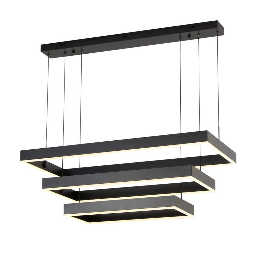 3-Lights 39 in. Rectangular Black Dimmable Integrated LED Chandelier for Living Room Kitchen Island price history on PriceWatchPro
