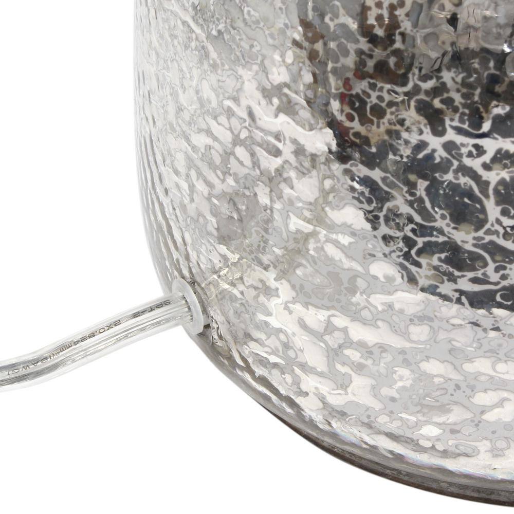 20" White and Mercury Textured Glass Table Lamp