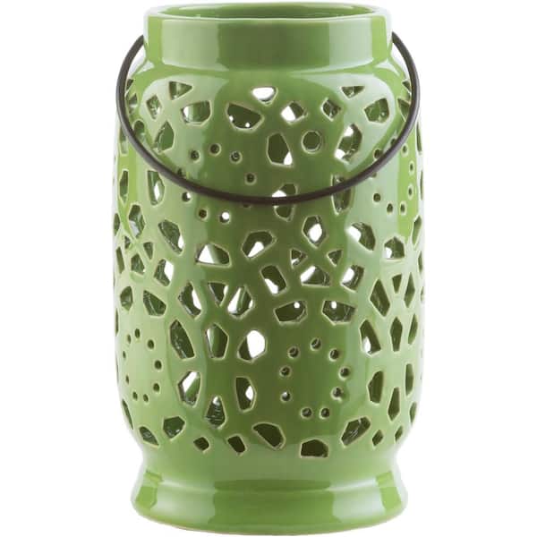 Artistic Weavers Kimba 9.4 in. Grass Green Ceramic Lantern