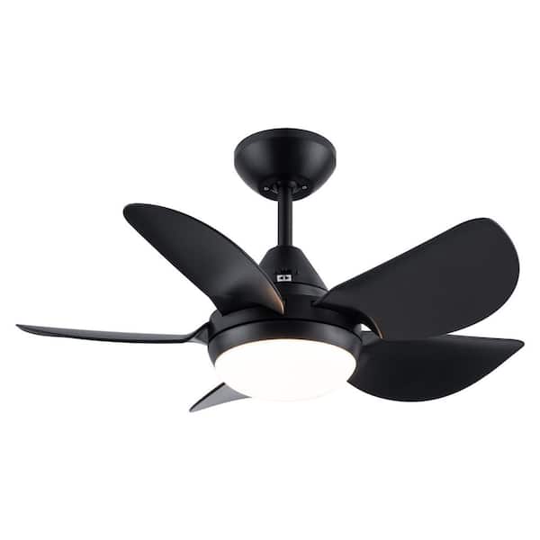 Unbranded 30 in. 5 Blades LED Indoor or Outdoor Black Ceiling Fan with Remote, AC