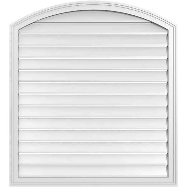 Ekena Millwork 38" x 40" Arch Top Surface Mount PVC Gable Vent: Non-Functional with Brickmould Frame