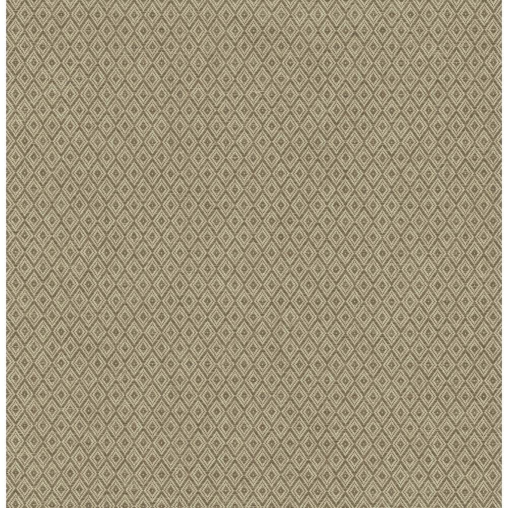 Beige and Brown Grasscloth Geometric Wallpaper Roll
