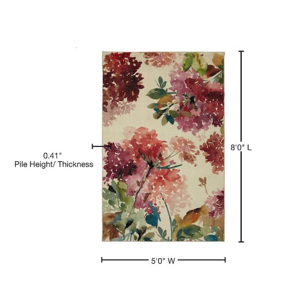 Thick Pile Bath Mat - Cream/floral - Home All