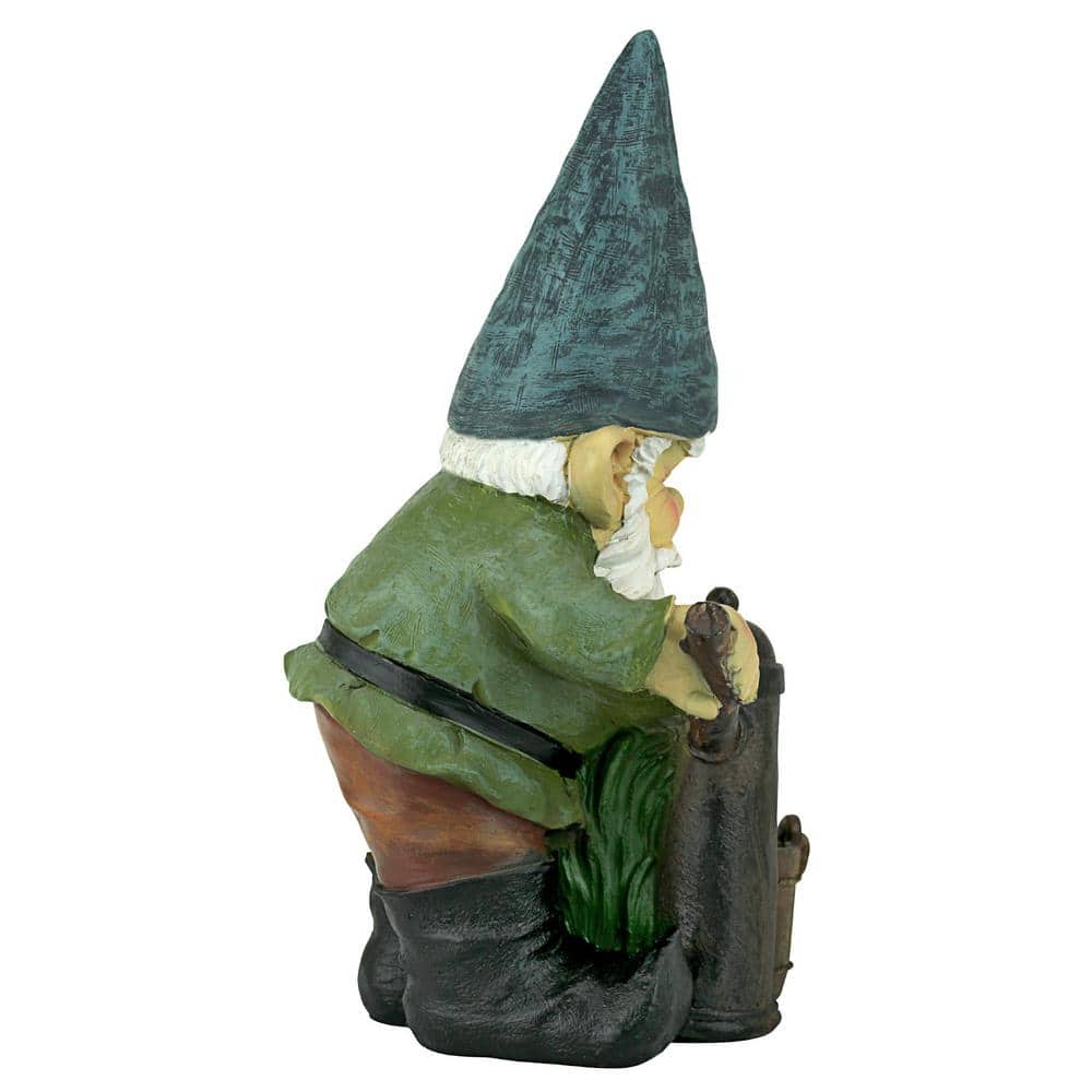 Hand-Painted Green and Brown Resin Garden Gnome Statue