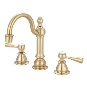 8 in. Adjustable Widespread 2-Handle High Arc Lavatory Faucet in Satin Brass