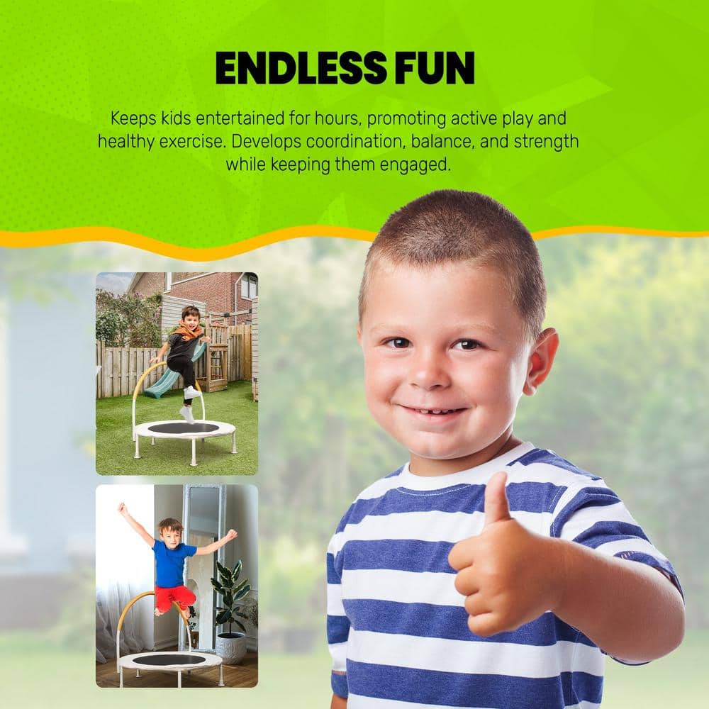 Ivory White 36" Round Kids' Trampoline with Steel Frame