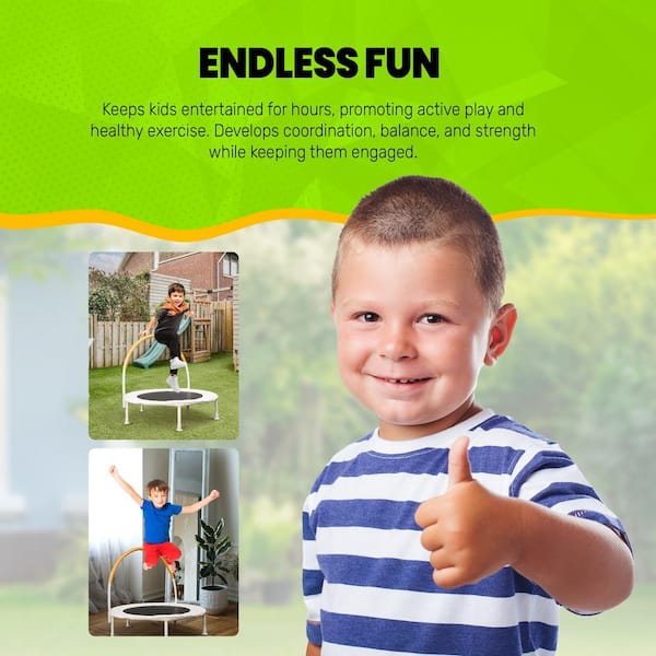JUMPKING 36 in. Indoor and Outdoor Toddler Trampoline with bungee
