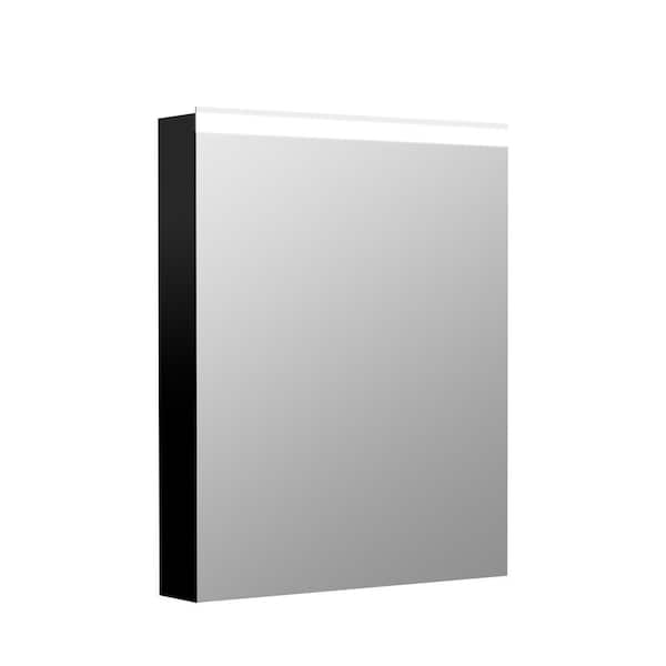 FORCLOVER 20.011 in. W x 30 in. H Rectangular Aluminum LED Lights Surface Mount Medicine Cabinet with Mirror Right Open