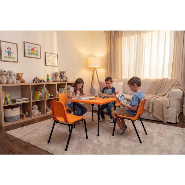 HDX 2 ft. Orange & Black Indoor/Outdoor Small Square Folding Kids