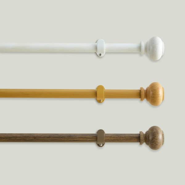 Rhinebeck Rustic Faux Wood 1" Window Drapery Single Curtain Rod, White - 32"W x 142"L