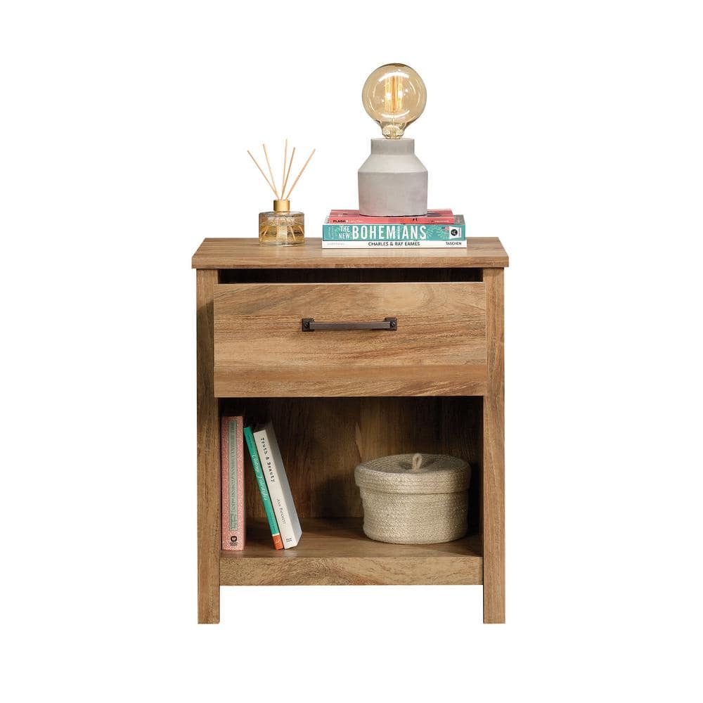 Sindoori Mango Engineered Wood Nightstand with Herringbone Pattern
