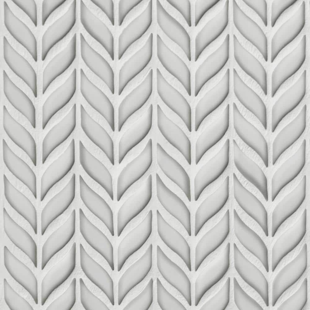 White Glazed Leaf Waterjet Recycled Glass Mosaic Tile