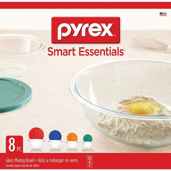  pyrex 100+ Years Glass Mixing Bowls 8-Piece Improved (Limited  Edition) - Assorted Colors Lid: Home & Kitchen