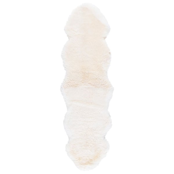 Sheep Skin 2 ft. x 7 ft. Natural/White Solid Color Runner Rug