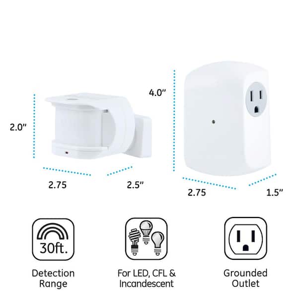 GE Wireless Remote Wall Switch Light Control with Grounded Outlet