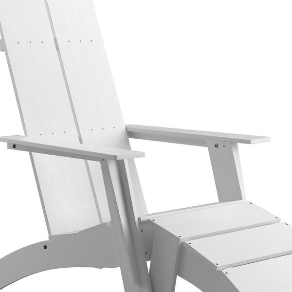 Carnegy Avenue White Plastic Adirondack Chair with Foot Rest 2