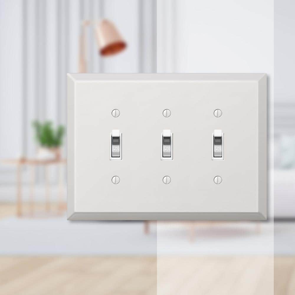 Oversized White Steel Triple Toggle Wallplate