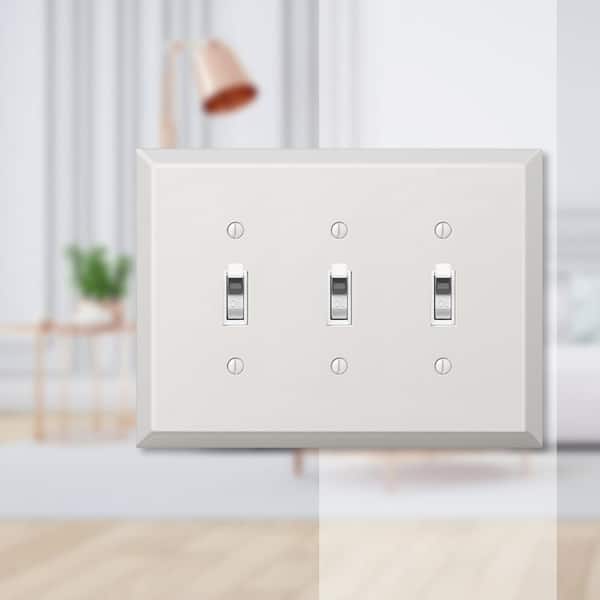 Oversized 3 Gang Toggle Steel Wall Plate - White