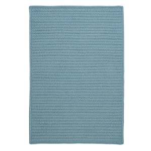 Solid Federal Blue 2 ft. x 6 ft. Braided Indoor/Outdoor Patio Runner Rug
