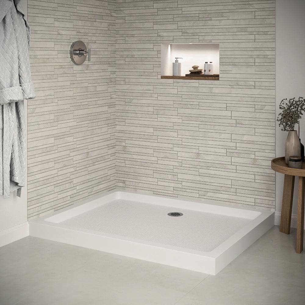 48'' White Acrylic Rectangular Corner Shower Base with Right Drain