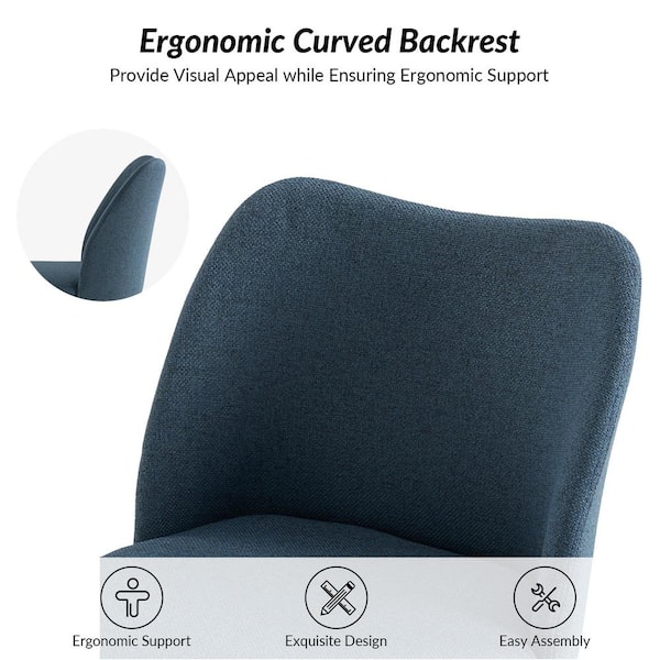 JAYDEN CREATION Eliseo Navy Modern Upholstered Dining Chair with