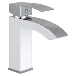 Marella Single-Handle Single Hole Bathroom Faucet in White and Polished Chrome