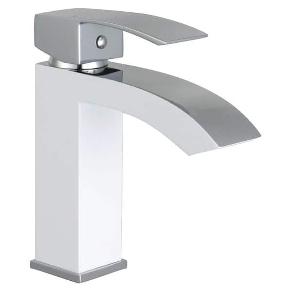 Eisen Home Marella Single-Handle Single Hole Bathroom Faucet in White and Polished Chrome
