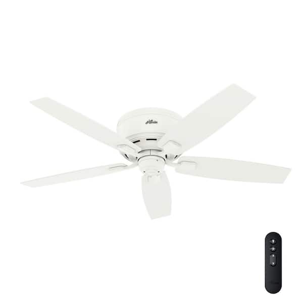 Hunter Bennett 52 In Indoor Matte White Led Low Profile Ceiling Fan With Light And Handheld Remote Control 50280 The Home Depot - Hunter Ceiling Fan Light Remote Replacement