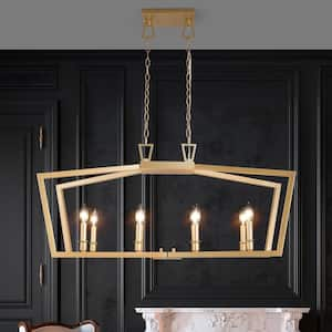 Modern Gold Kitchen Candlestick Chandelier, 38 in. 8-Light Bedroom Ceiling Chandelier Light for Living and Dining Room