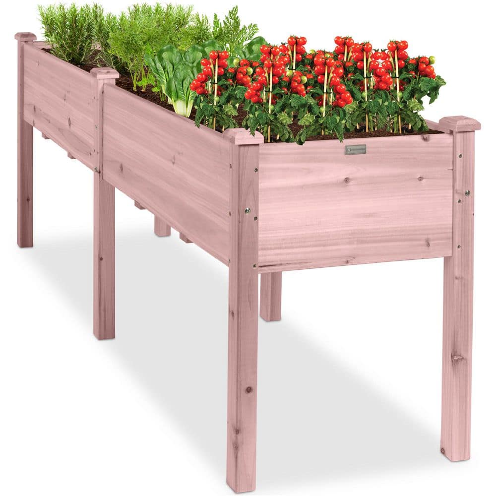 6 ft. x 2 ft. x 2.5 ft. Pink Raised Garden Bed, Elevated Wooden Planter Box Stand for Backyard, Patio with Divider Panel price history on PriceWatchPro