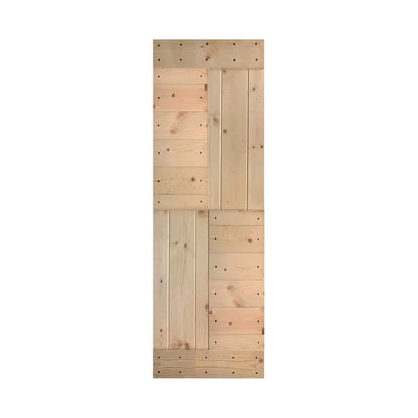 ISLIFE S Series 30 in. x 84 in. Unfinished DIY Solid Wood Barn Door Slab - Hardware Kit Not Included