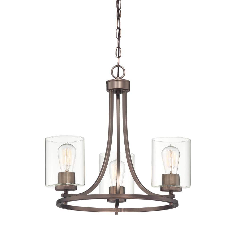 Liam Satin Copper Bronze 20" Transitional 3-Light Chandelier