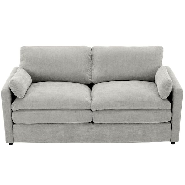 68.1 in. Chenille Upholstered Seats Loveseat in Light Gray